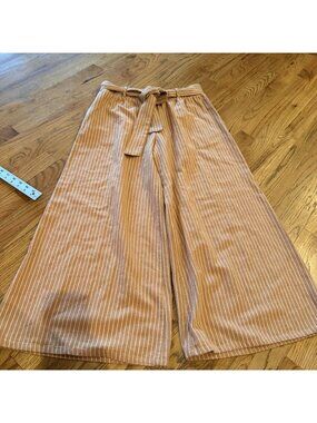 FINAL TOUCH WOMENS WIDE LEG TAN PANTS LARGE